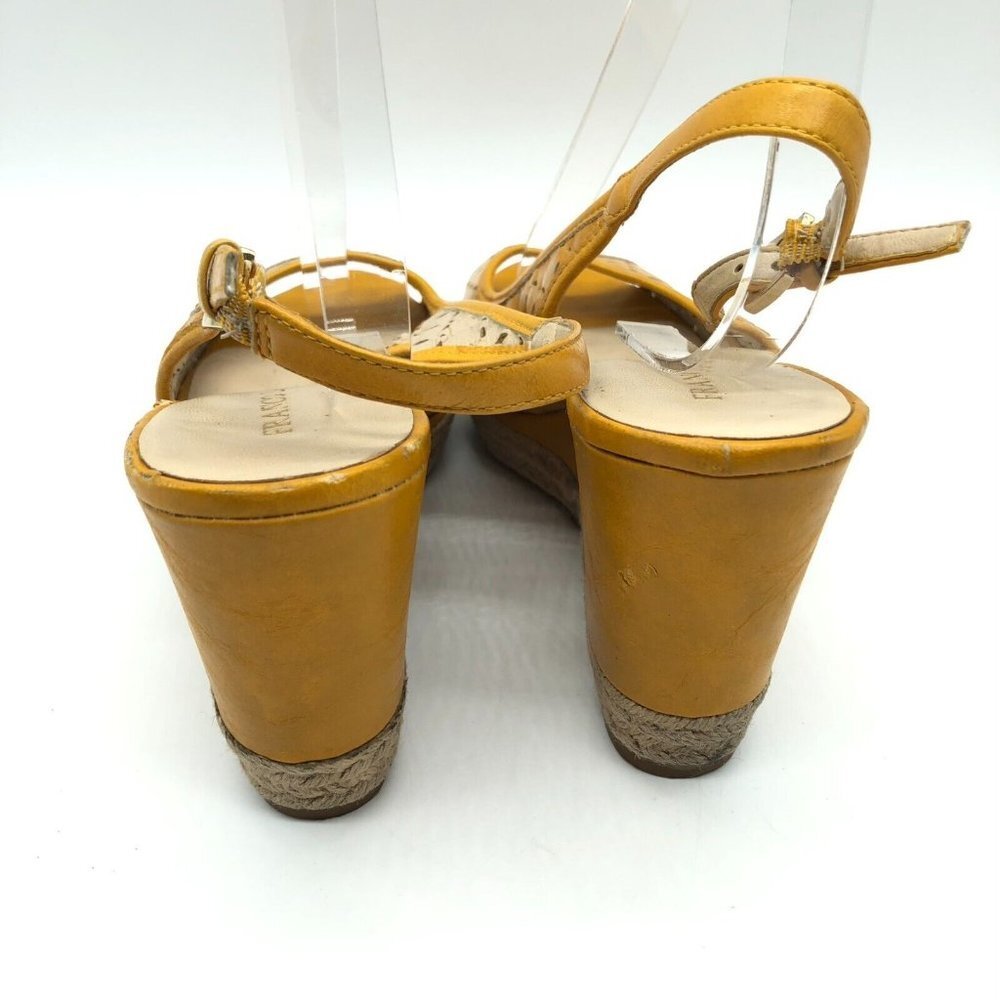 Franco Sarto Womens Wedge Sandals Leather Laser Cut Slingback Yellow Size 8 - Picture 5 of 9
